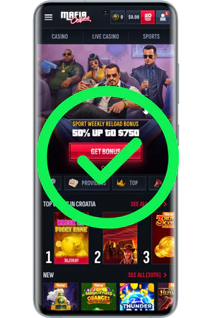 Mafia casino Account activation confirmation showing bonus credited and games unlocked